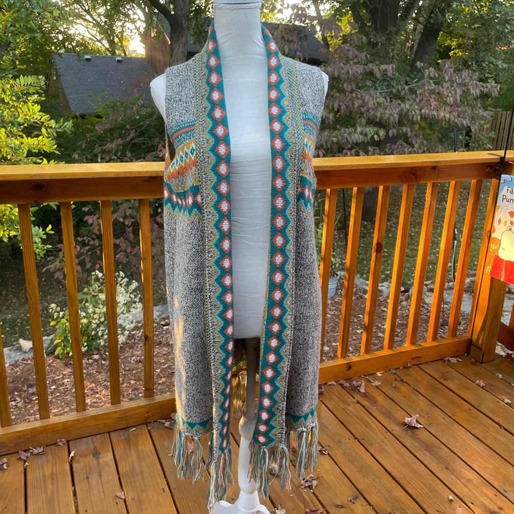 Bohemian Knit Fringe Vest